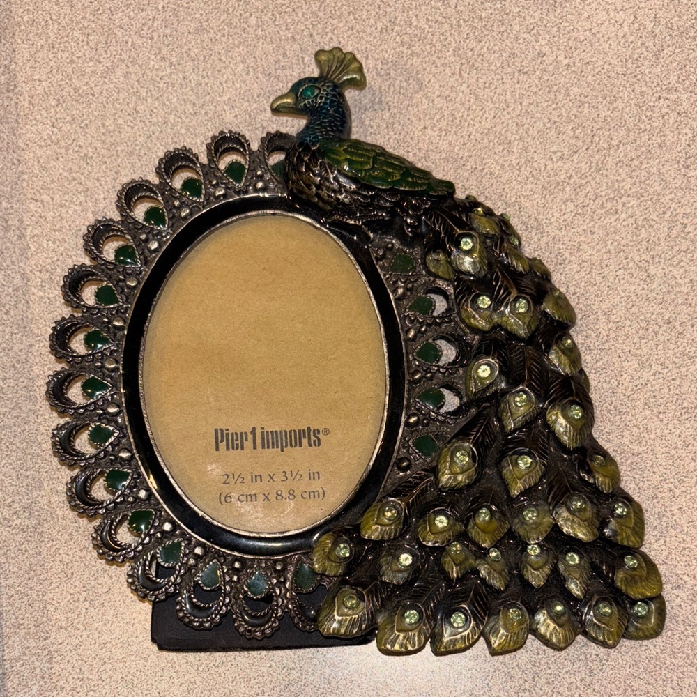 Pier 1 Peacock Frame with Green and Gold Accents